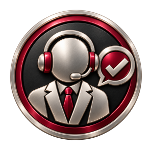 Metallic personalized client support icon