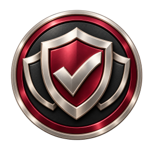 Metallic insured and bonded protection shield icon